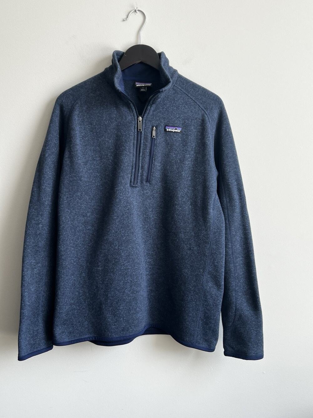 Patagonia Mens L Blue 1/4 Zip Better Sweater Zip Pockets Outdoors Pullover